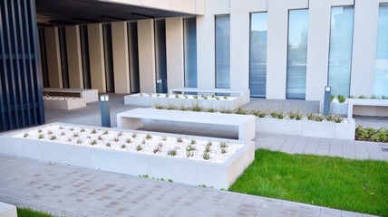 Architectural fragment of the entrance of the modern office building