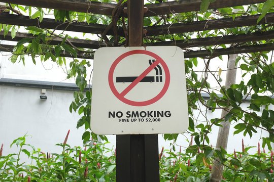 "No Smoking" Sign with Large Fine of 2000 Dollar in Singapore