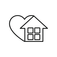 stay home concept, house and heart icon, line style