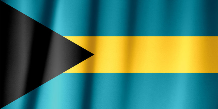 Waving flag of Bahama. Flag has real fabric texture.