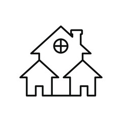 stay home concept, houses icon, line style