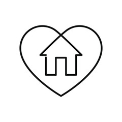 stay home concept, heart with house icon, line style
