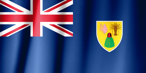 Turks and Caicos Islands flag waving against clean blue sky, close up, isolated with clipping path mask alpha channel transparency