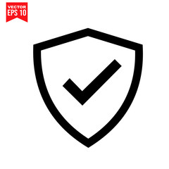 shield checklist icon Icon symbol Flat vector illustration for graphic and web design.
