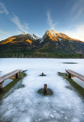 Hintersee in Winter, Bavaria, Bayern, Germany, Europe