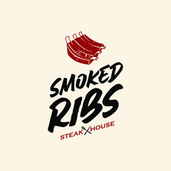 simple ribs barbecue vector logo graphic label design or roasted food and beverage poster template idea