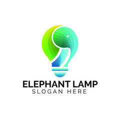 Creative Colorful Elephant Bulb logo design
