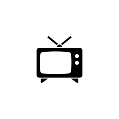 Tv icon, Television symbol in black flat design on white background