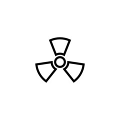 Radioactive Icon, Hazard symbol in outline style on white background