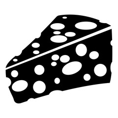 wedge of swiss cheese in black and white