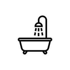 Shower icon template, Shower symbol vector sign in outline style on white background