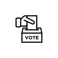 Election Vote concept icon template, voting ballot box symbol vector sign in outline style isolated on white background