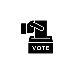 Election Vote concept icon template, voting ballot box symbol vector sign in black flat shape design isolated on white background