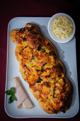 A delicious pizza bread prepared at home