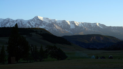 mountain landscape with snow peaks in Altai