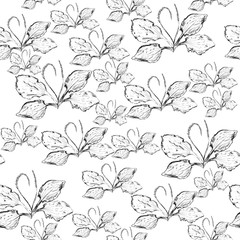 Ink Illustration plantain seamless pattern for design paper, textile, ets. Botanical motifs