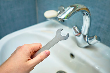 Concept of repair sink in the bathroom.