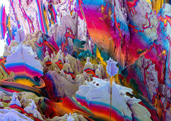 3D render. Fractal image of a 3D object. Fractal landscape. A colorful computer-generated image. The fractal background. Textures for the design. Abstract painting.