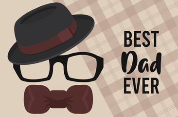 happy fathers day card with hat and eyeglasses