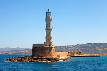 Fototapeta na wymiar lighthouse on the island of crete greece