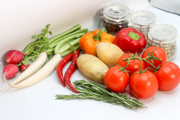 fresh vegetables on a white background