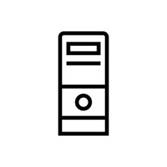 Computer system unit icon, pc system case symbol in outline style on white background