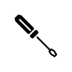 Screwdriver icon, repair symbol in black flat shape design on white background