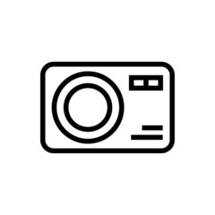 photo camera icon in outline style on white background