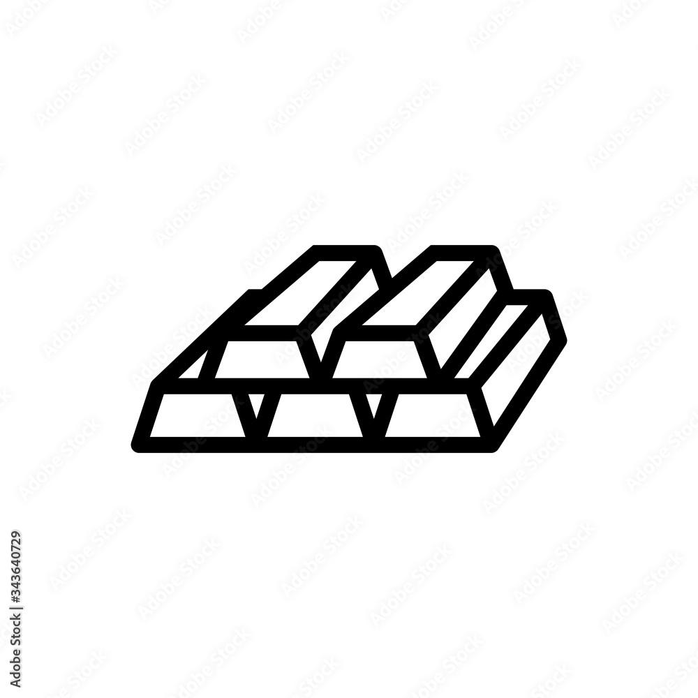 Poster Gold bars Icon, Gold symbol in outline style on white background