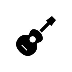 Guitar Icon in black flat shape design on white background