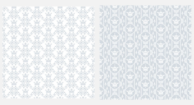Decirative seamless pattern. White and Gray. Vector image