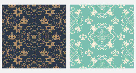 Royal seamless pattern. Samples for textiles, fabrics and interior design. Vector art.