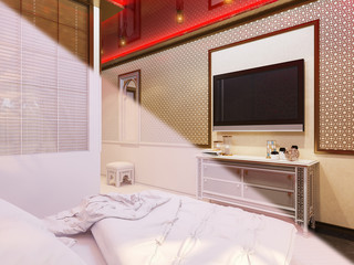 3d illustration Islamic style interior design. Image for presentation, inspiration or design of your product