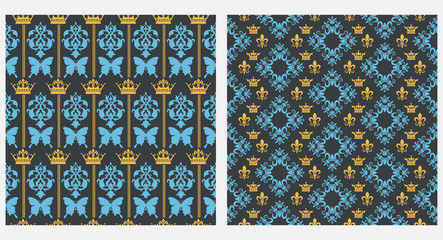 Retro seamless pattern in royal style. Vector graphics.