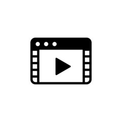 Video file vector icon in black flat shape design icon, isolated on white background