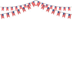 Fototapeta na wymiar The USA flags vector banner. Triangle american flags garland background - Vector