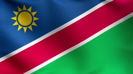 Seamless Loop 4K VDO. Namibia national flag blowing in the wind isolated. Official patriotic abstract design. 3D rendering illustration of waving sign symbol.