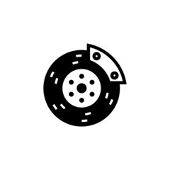 Car brake pad icon in black flat shape design icon, isolated on white background