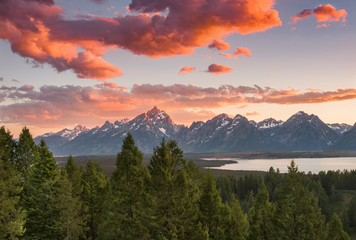 Sunset over Grand Tetons