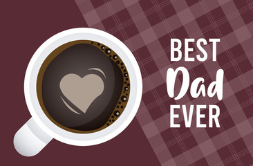 happy fathers day card with coffee cup and heart