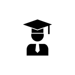 icon of graduate, people, character, avatar, person black flat shape design isolated on white background