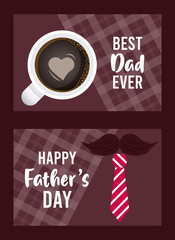 happy fathers day card with coffee cup and heart