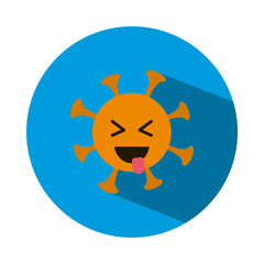 Emoji coronavirus concept, cornavirus emoji stuck out tongue, block style