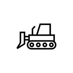 Bulldozer vector icon, Flat vector bulldozer icon symbol sign in outline, lineart style on white background