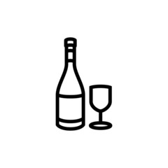 Wine icon in outline, lineart style on white background