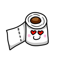 Stylized Cartoon Toilet Paper in Love