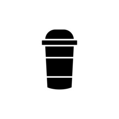 coffee cup vector icon, hot coffee in black flat shape design  on white background