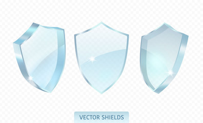 Realistic glossy guard shield. Premium vector.