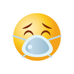 Emojis coronavirus concept, emoji wearing a mouth mask icon, gradient style