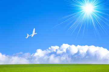 青空に紙飛行機